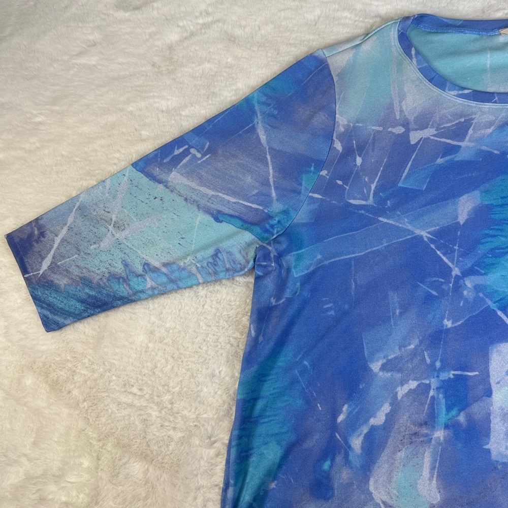 Soft Surroundings Tunic Top 3X Lilac Watercolor 3/4 Slv Comfy Stretch Cozy Artsy - Picture 9 of 15